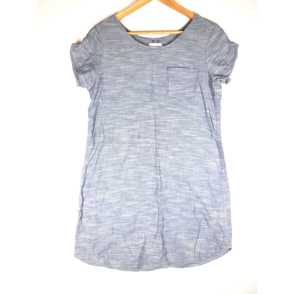 Pact Organic Cotton T-Shirt Dress Womens S Blue Slub Pocket Casual Sustainable